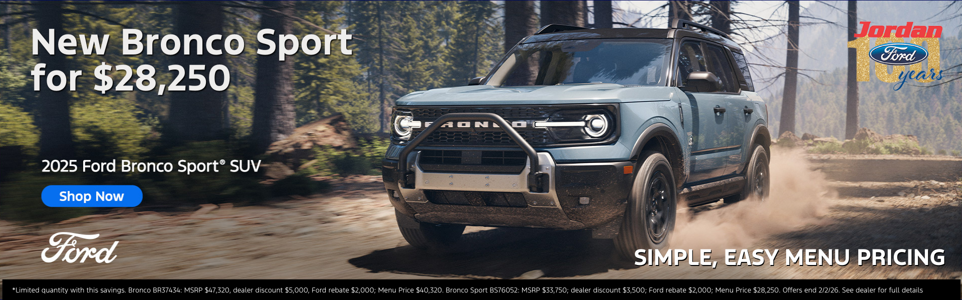 New Bronco Sport for $28,250. See dealer for details.