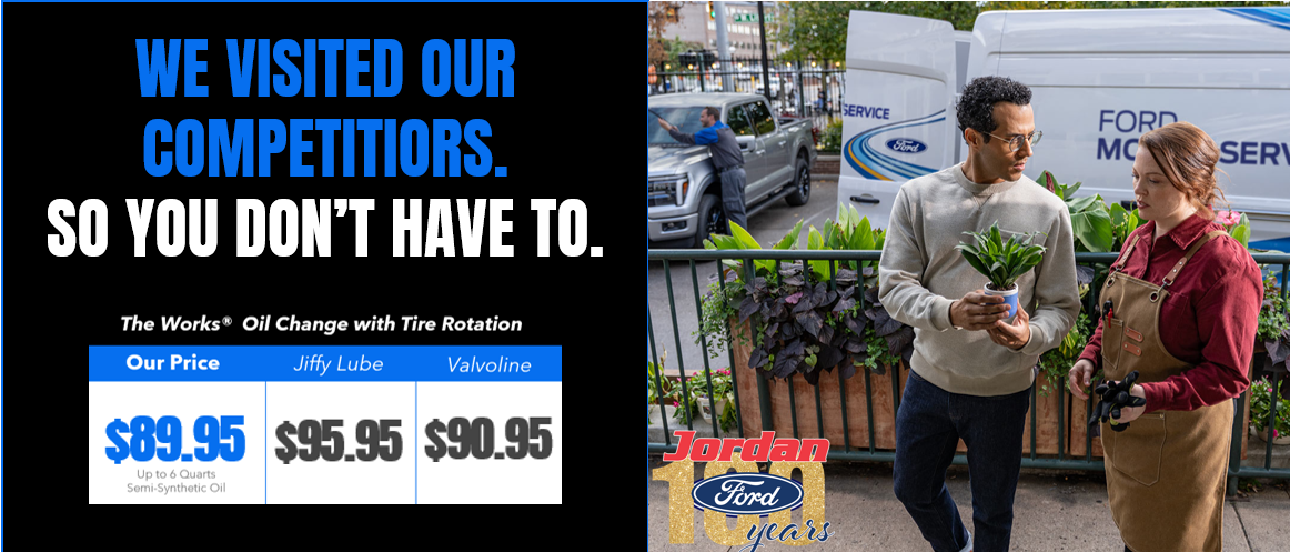 Jordan Ford Oil Change Cost versus The Competitors